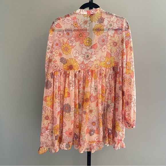 By Together Sheer Chiffon Floral Printed Mini Dress Size Medium - Picture 2 of 3
